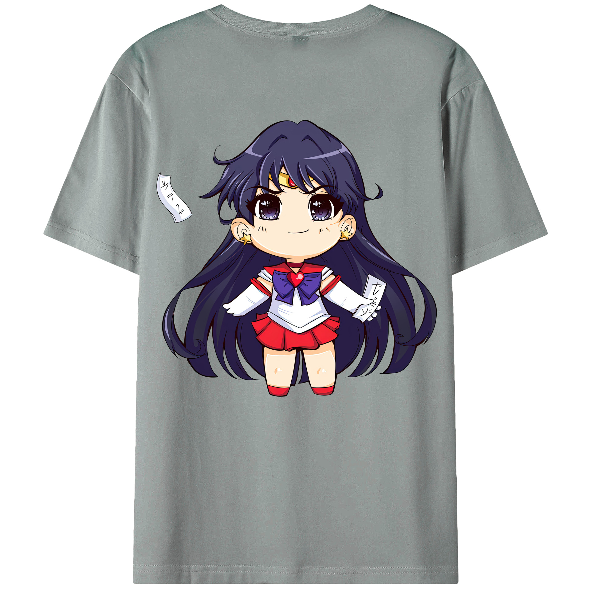 （画像用） 美少女戦士セーラームーン 火野レイ ひの レイ Sailor Moon Hino Rei （セーラーマーズ,Sailor Mars） 綿100％ メンズ半袖Tシャツ（バックプリント） 通気性